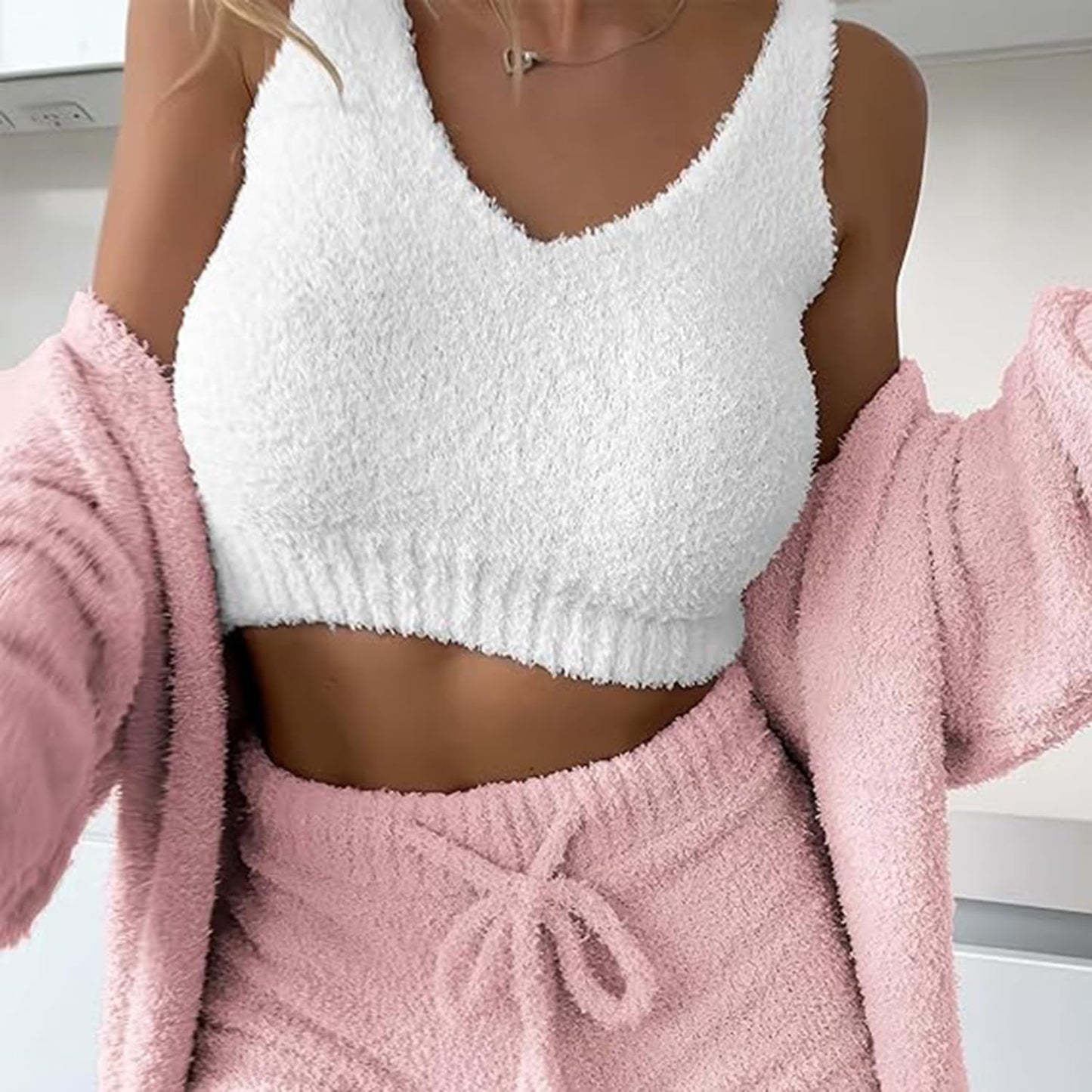 Cosy knit set (3 pieces) - Pink